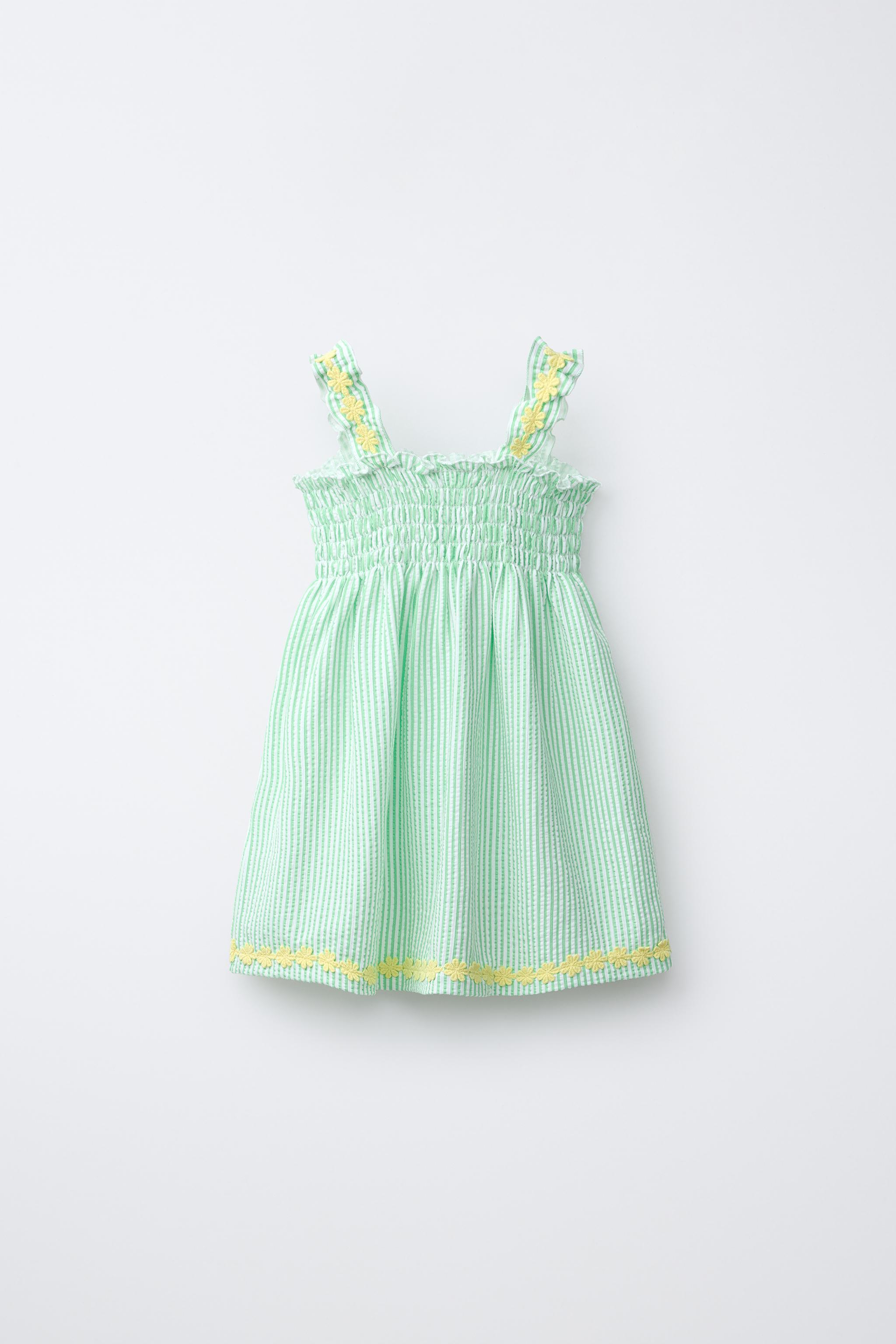 ROBE RAYURES FLEURS BRODÉES